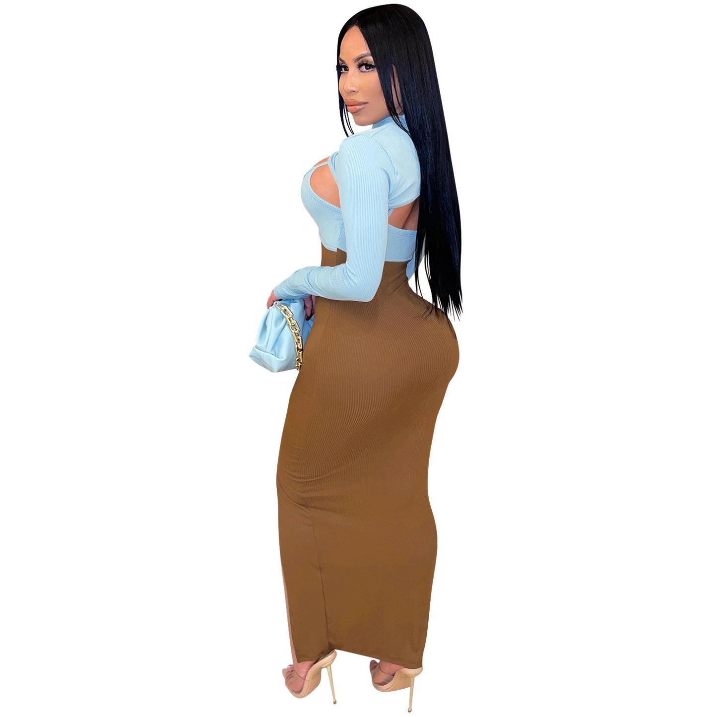Sexy Constract Color Tight Dresses for Women