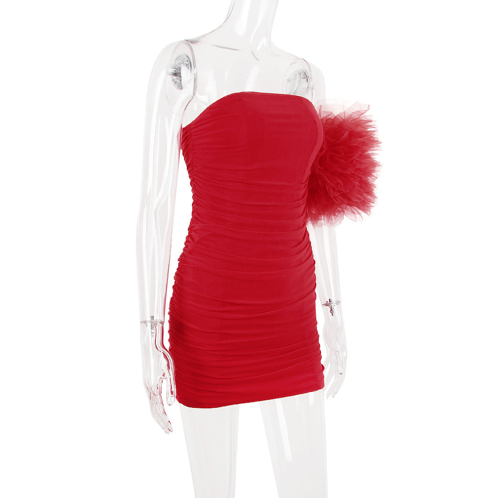 Sexy One Shoulder Strapless Red Party Dresses
