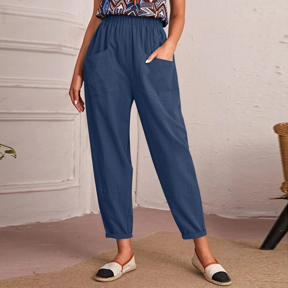 Leisure Elastic Waist Women Pants