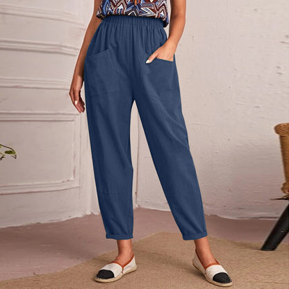 Leisure Elastic Waist Women Pants