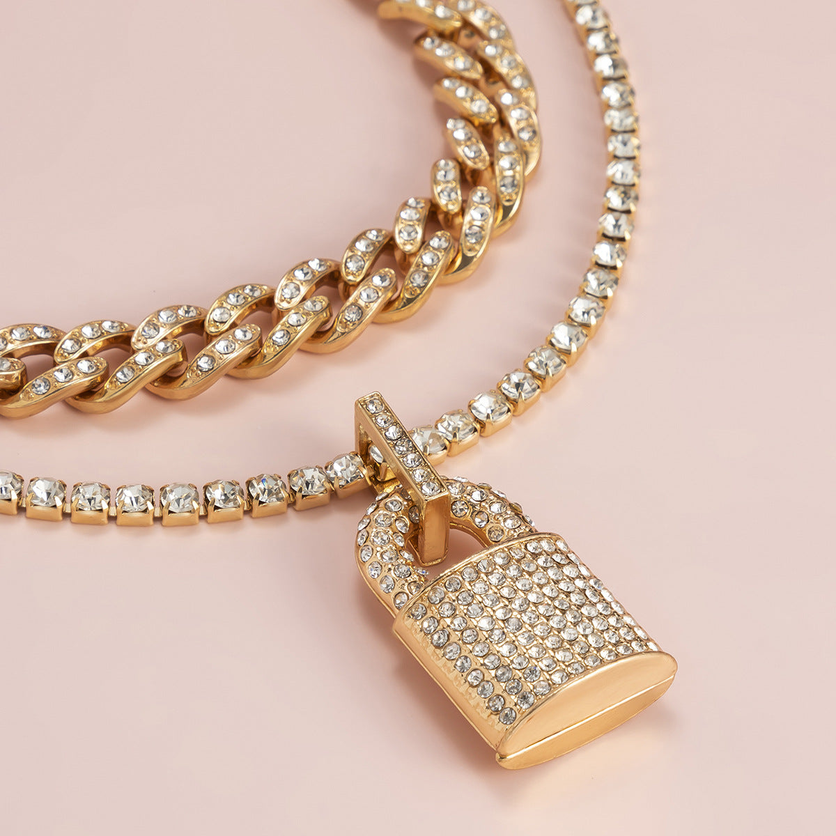 Creative Lock Design Rhinestone Clavicle Necklace for Women