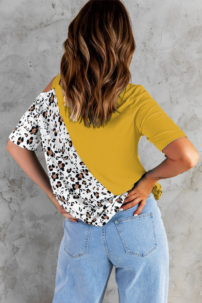 Casual Leopard Print Short Sleeves T Shirts for Women