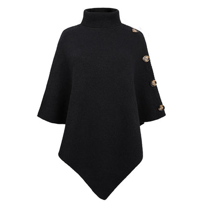 Winter High Neck Knitted Women Cape Coats