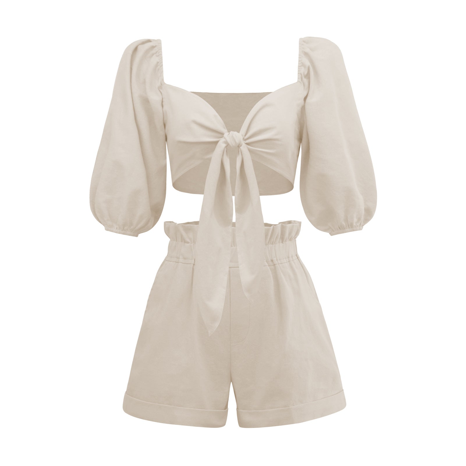 Casual Short Midriff Baring Tops and Shorts Sets for Women