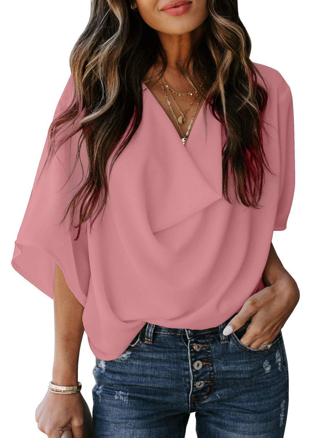 Summer Women Chiffon Leisure Blouses Shirts