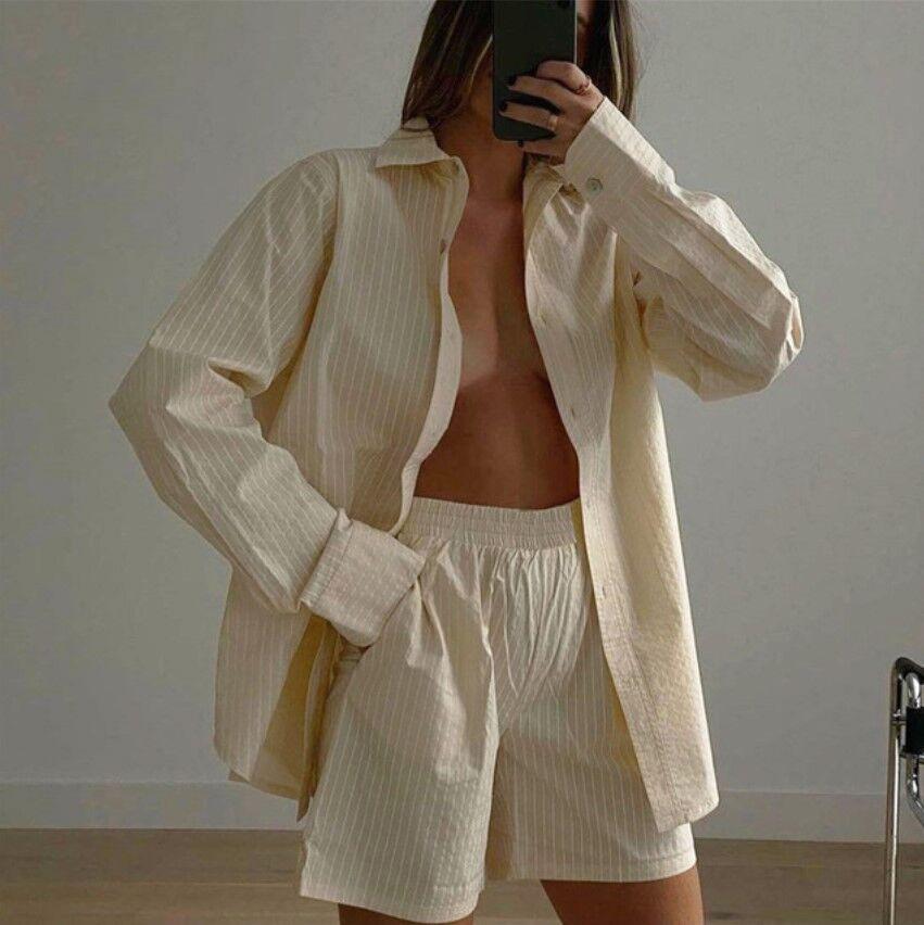 Fashion Leisure Summer Striped Two Pieces Suits