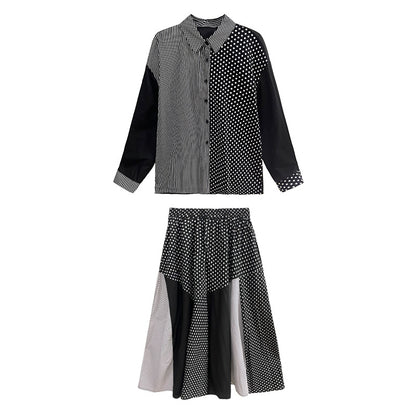 Designed Striped Shirts and Skirts 2Pcs Suit Dresses