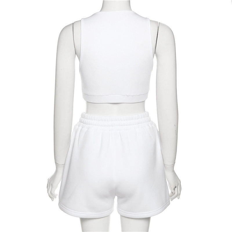 Summer Casual Sleeveless Shorts and Midriff Baring Tops