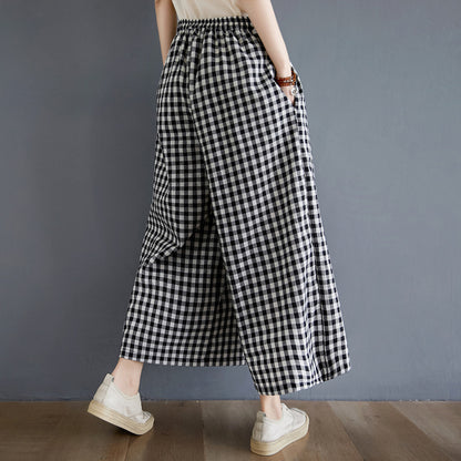 Summer High Elastic Waist Linen Women Loose Pants