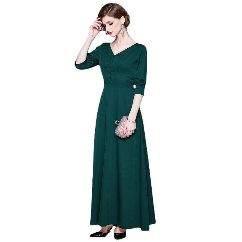 Elegant V Neck Long Evening Party Dresses