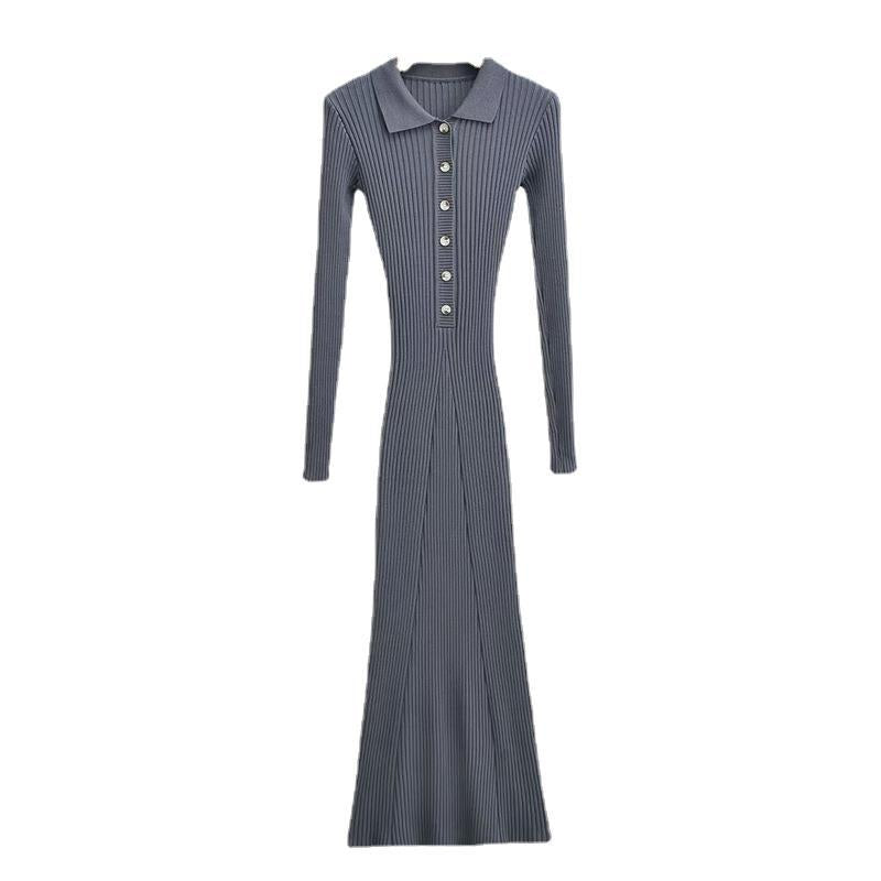 Sexy Polo Neckline Knitted Long Mermaid Dresses