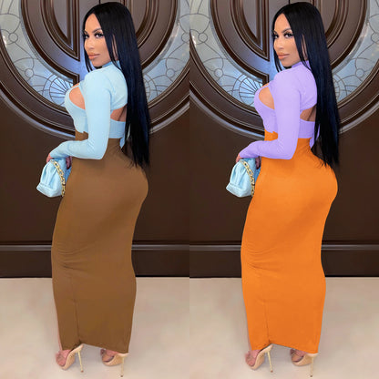 Sexy Constract Color Tight Dresses for Women