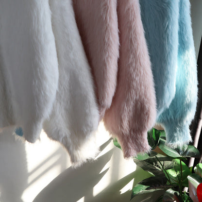Warm Mink Wool Knitting Women Overcoat