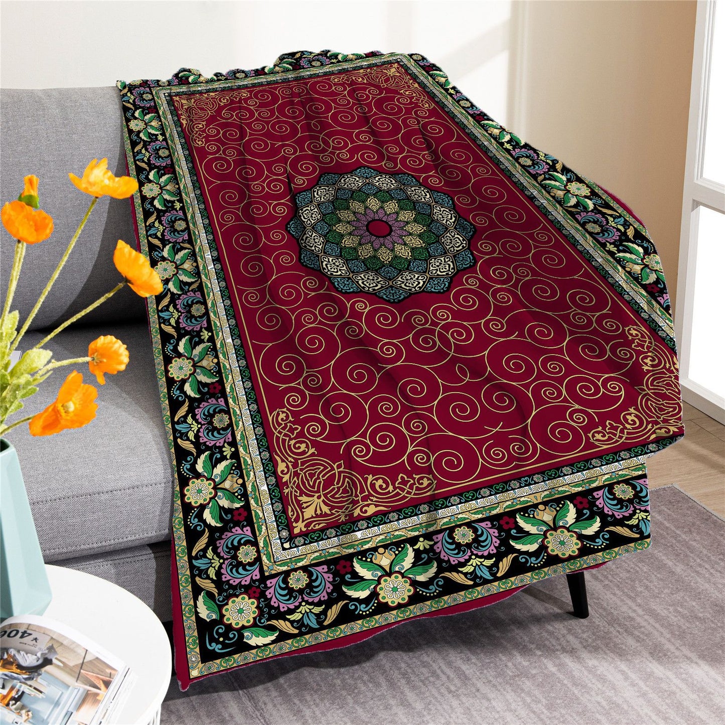 Vintage Boho Fleece Throw Blankets