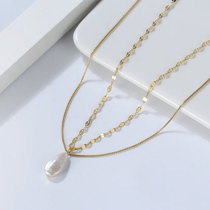 Water Drop Pearl Design Sterling Silver Necklaces