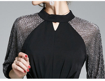 Elegant Office Lady Black Long Dresses