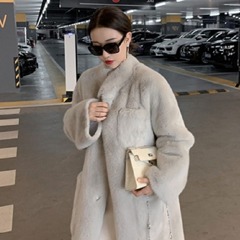 Winter Soft Warm Artificial Fur Long Overcoats for Women