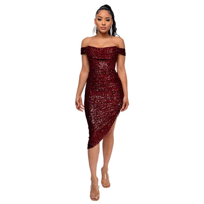 Sexy Off The Shoulder Sequined Mini Cocktail Dresses