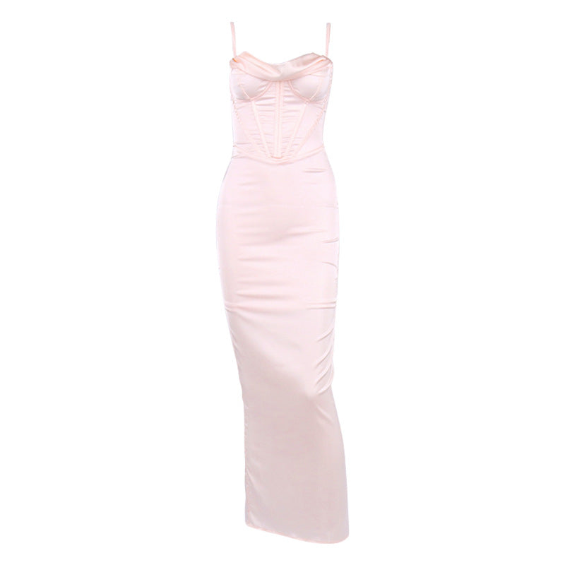 Sexy Satin Spaghetti Straps Long Dresses
