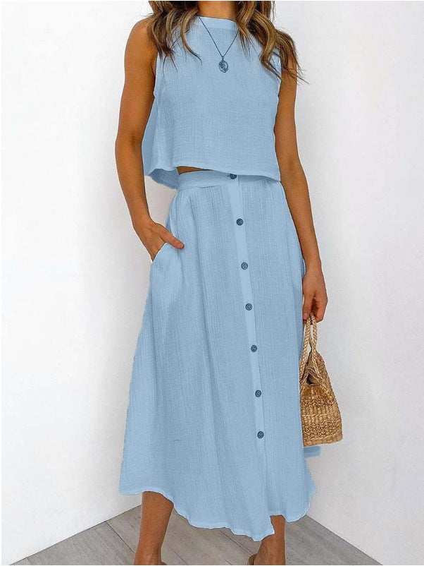 Casual Summer Women Tank Top and Skirts Suits