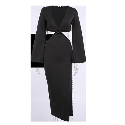 Sexy Long Sleeves Waist Baring Party Dresses