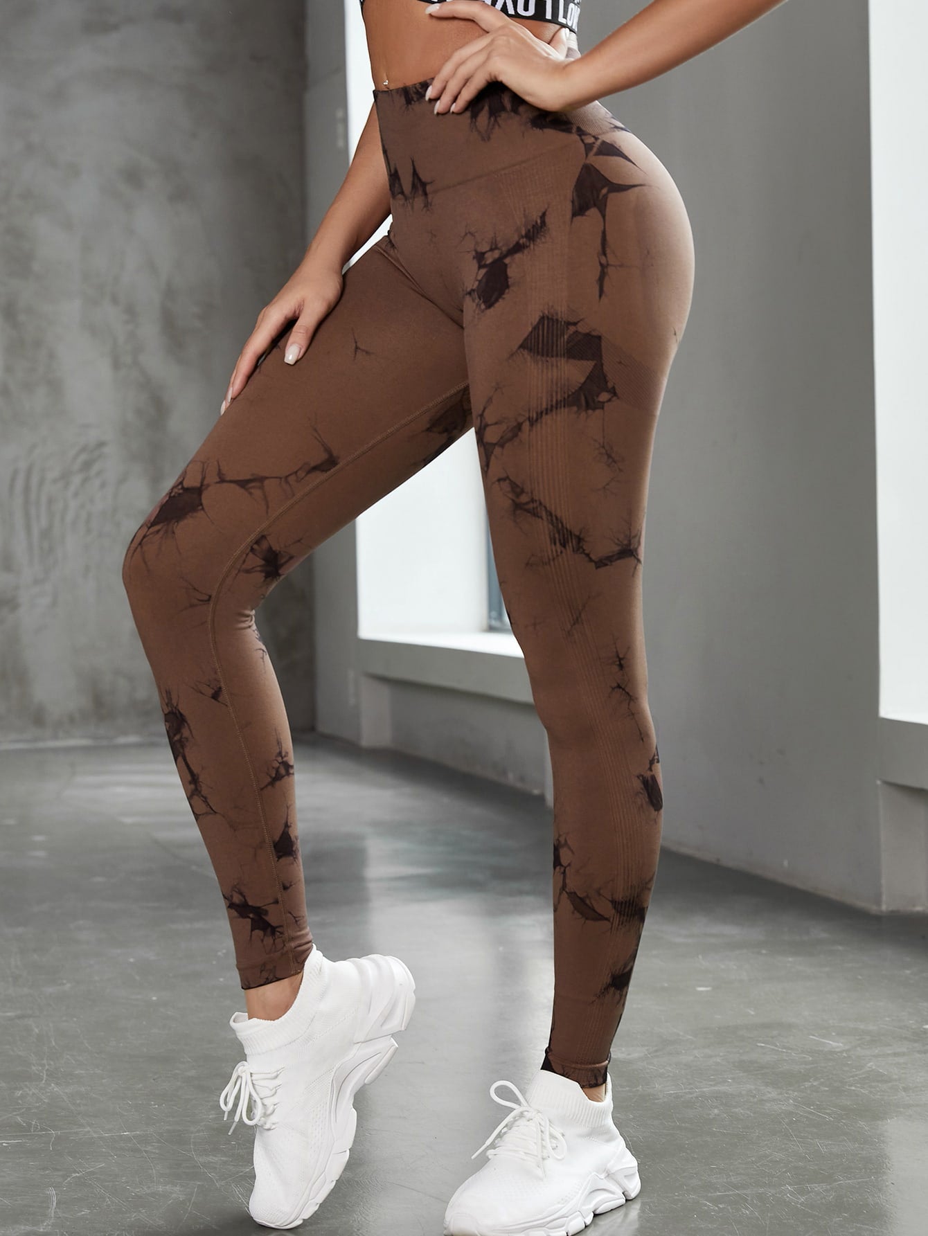 Women High Waist Dyed Yoga Running Leggings