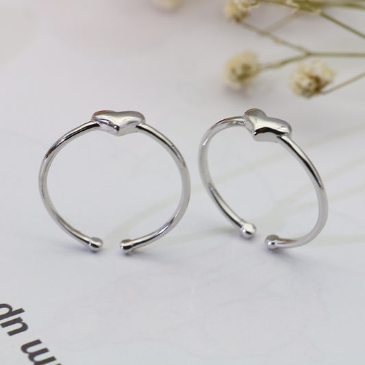 Simple Heart Shape Design Sterling Silver Rings for Women