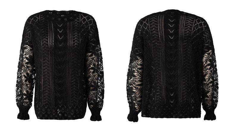 Women Lace Knitting Hollow Out Sweaters