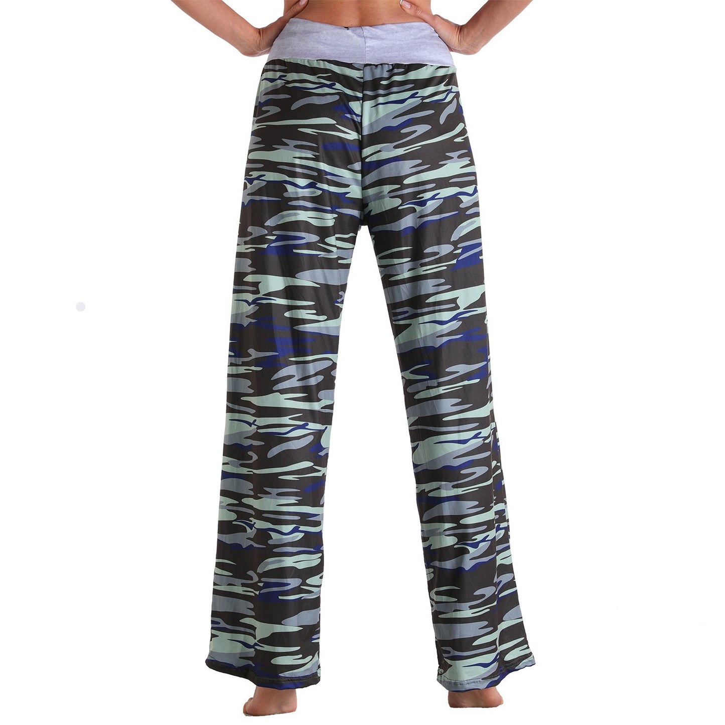 Casual Floral Print Women High Waist Trousers for Homewear