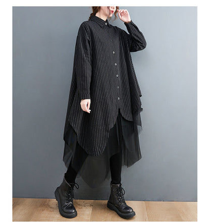 Casual Striped Double Women Midi Dresses