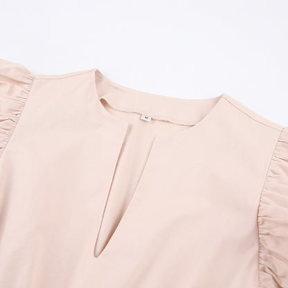 Lovely Cotton Designed Khaki Summer Mini Dresses