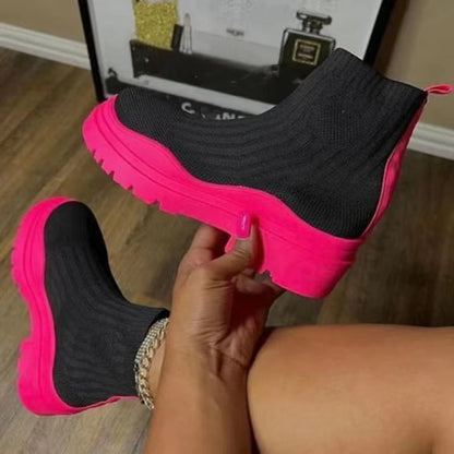 Casual Knitted Plus Sizes Short Sock Boots
