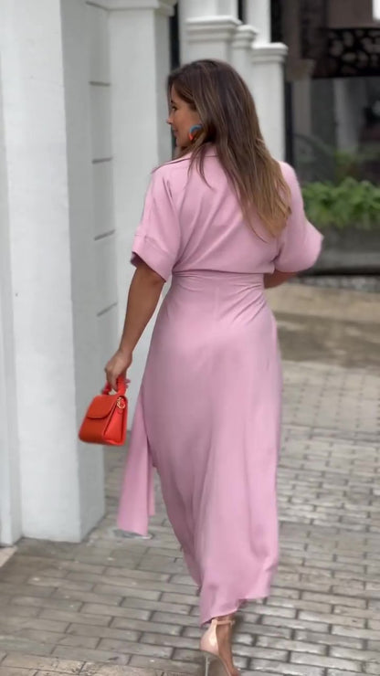 Summer Women Midi Length Shirts Dresses