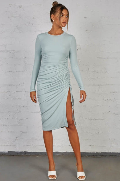 Sexy High Waist Irregular Long Sleeves Dresses