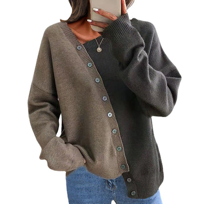 Casual Contrast Long Sleeves Knitting Sweaters