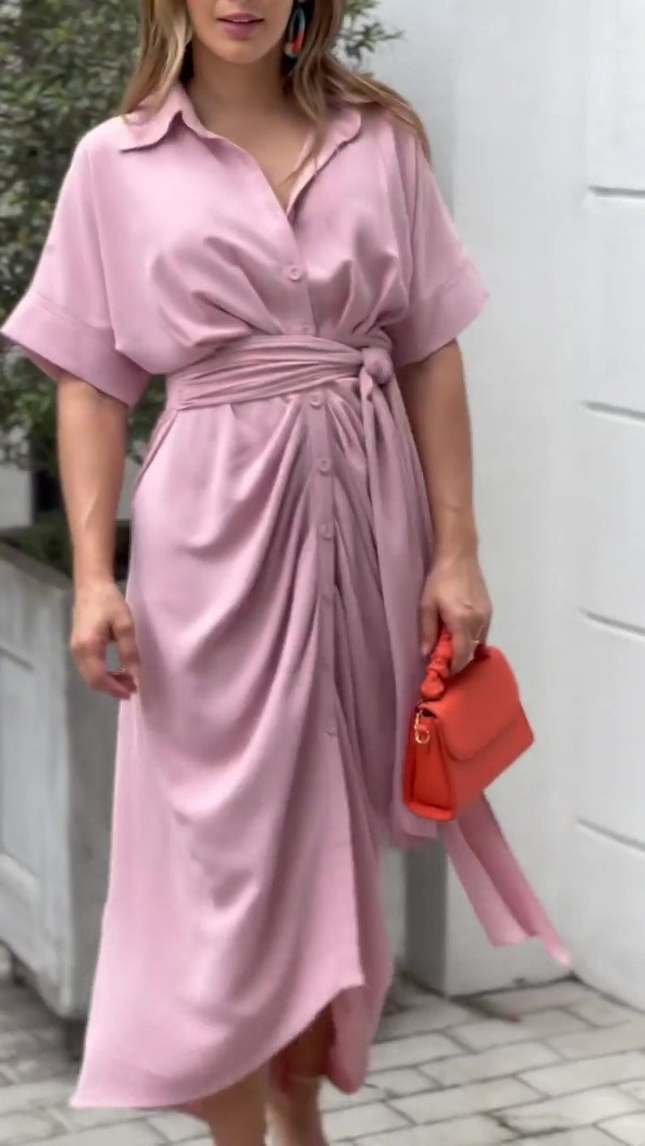 Summer Women Midi Length Shirts Dresses