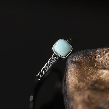 Simple Square Design Vintage Sterling Silver Rings for Women