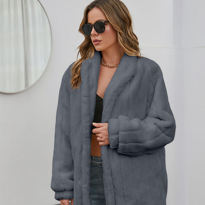 Winter Velvet Artificial Fur Coats for Women
