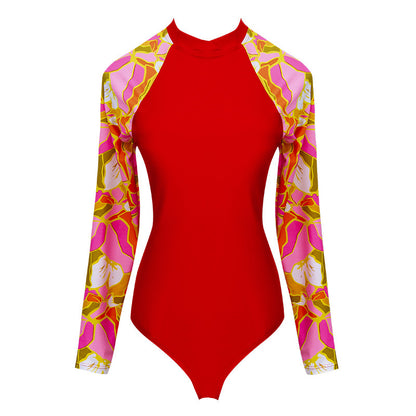 Red Long Sleeves Bikini Wet Suits for Women