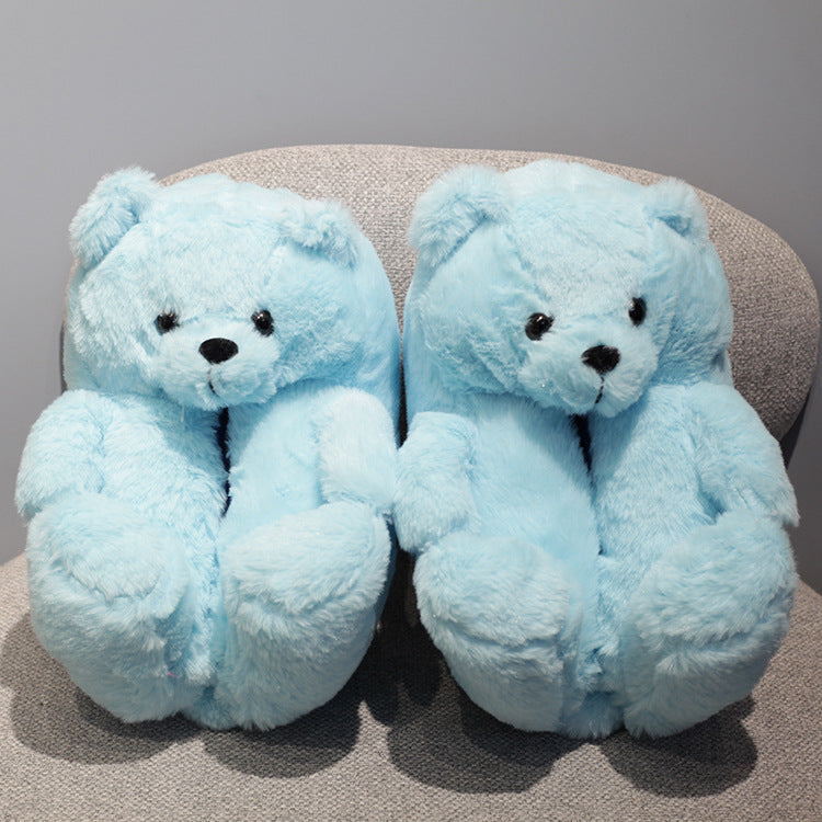 Winter Teddy Bear Plush Slippers
