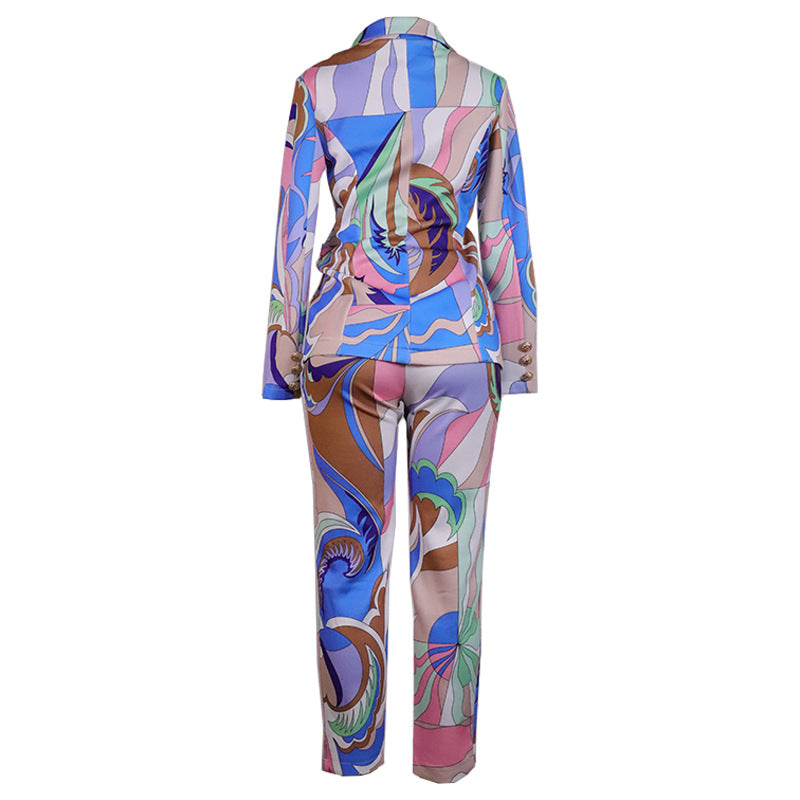 Women Casual Two Pieces Blazer and Pants