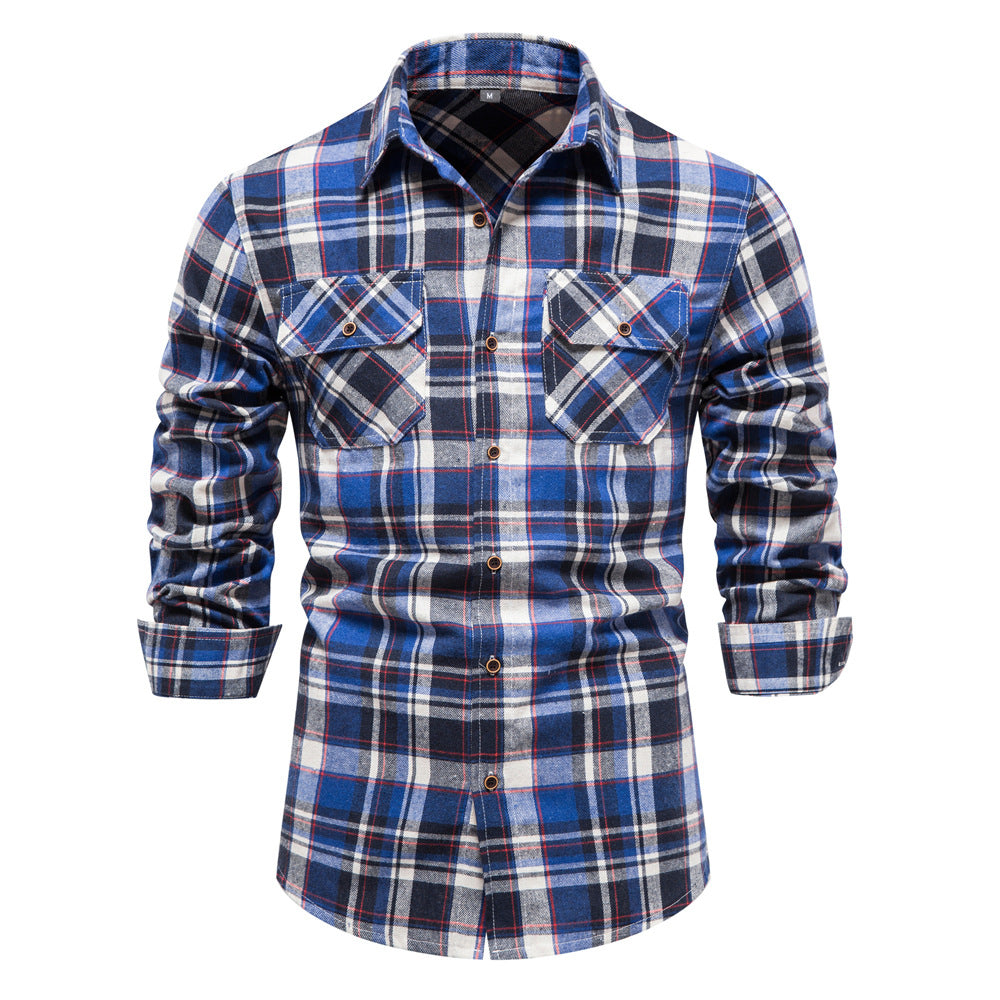 Fall Plaid Long Sleeves Shirts for Men
