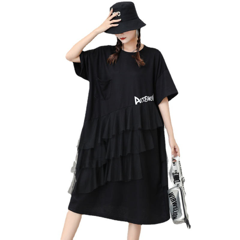 Designed Tulle Decoration Summer Women Loose Plus Sizes Midi Dresses