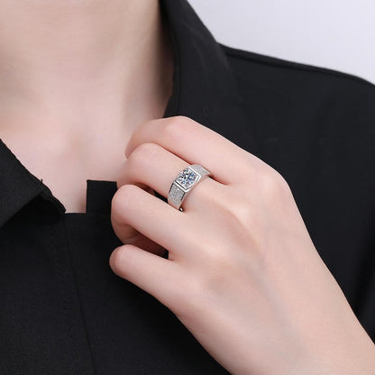 Sterling Sliver Array of Stars Moissanite Rings for Men