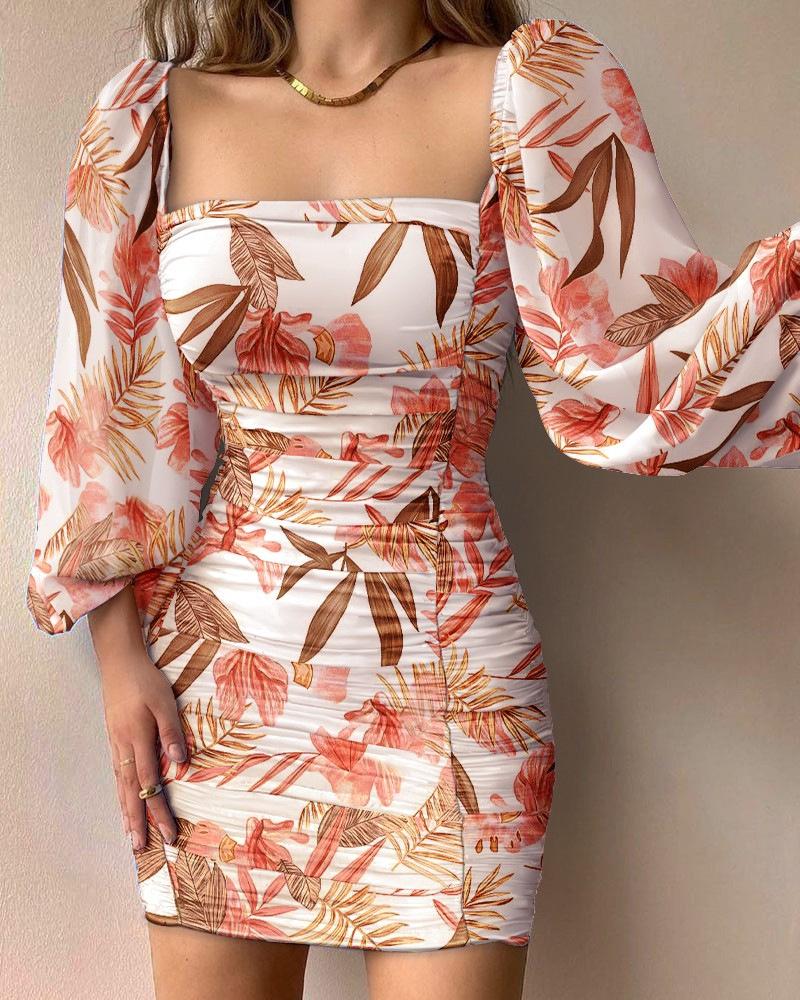 Women Square Neckline Tight Bodycon Short Dresses-STYLEGOING