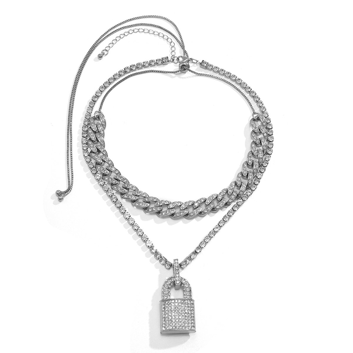Creative Lock Design Rhinestone Clavicle Necklace for Women