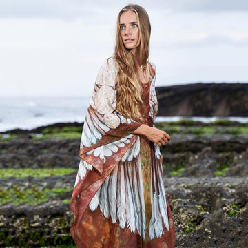 Chiffon Wings Design Pullover Cover Ups Dresses