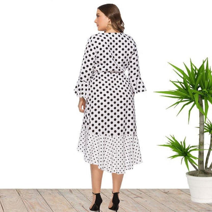 Summer Polk Dot Print Plus Sizes Dresses-STYLEGOING