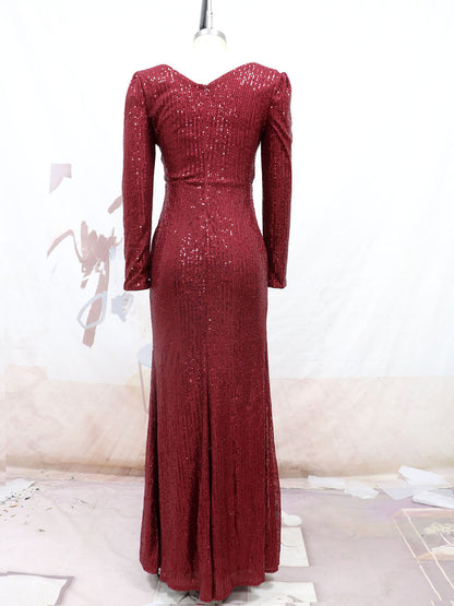 Sexy Long Sleeves Sequined Evening Dresses