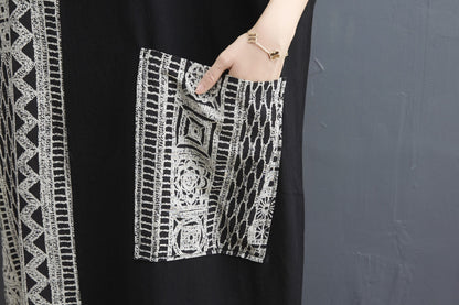 Vintage Pocket Design Plus Sizes Long Cozy Dresses